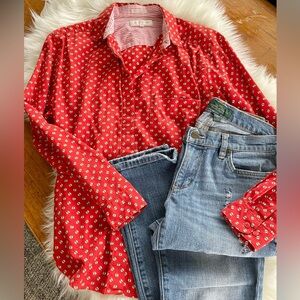 Vintage Patterned Red Buttondown